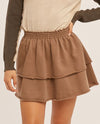 HEM & THREAD 32458F TIERED RUFFLED MINI SKIRT TAUPE