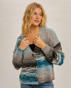 HEM & THREAD 32641(88257W) TEXTURED YARN BOXY CARDIGAN TEAL MULTI