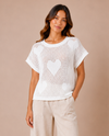 NINETY NS2167 SS HEART MESH CREW NECK