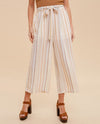 HEM & THREAD 33172F STRIPE WIDE LEG TIE PANT BROWN/SAGE/APRICOT