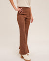 HEM & THREAD 33271 CHECK JACQUARD FLARE PANT RUSSET BROWN