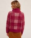 HEM & THREAD 33470 CHECKER TURTLENECK SWEATER WINTER BERRY
