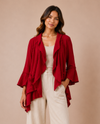 FOCUS CD-204 COTTON DOBBY CARDIGAN true red