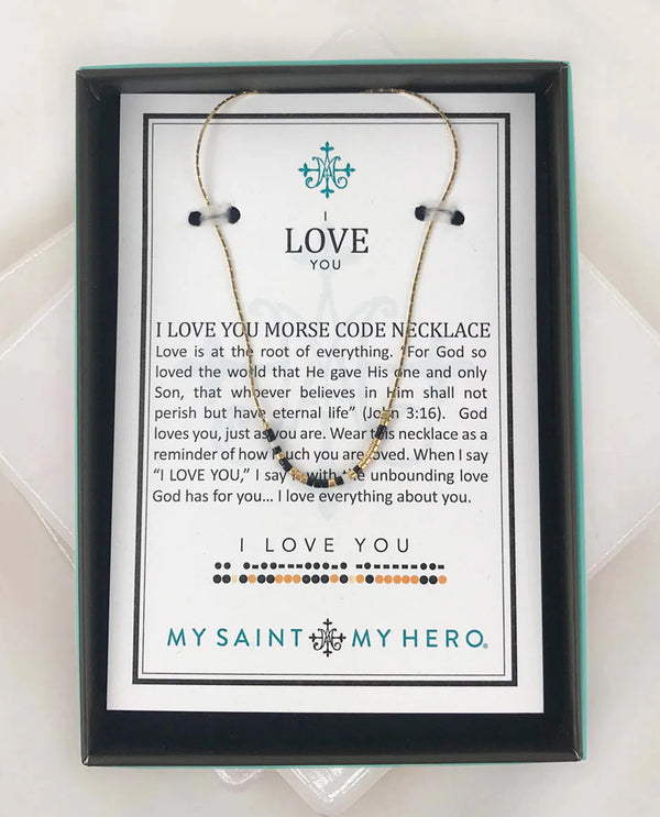 34109 I LOVE YOU MORSE CODE NECKLACE gold