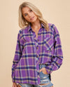 HEM & THREAD 35019W OVERSIZED BUTTON DOWN SHIRT PURPLE