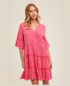 HEM & THREAD A-38354 WASHED GAUZE DRESS FUCHIA