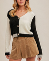 HEM & THREAD A-36211 COLOR BLOCK CARDIGAN BLACK & WHITE