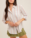 HEM & THREAD A-37622 STRIPE BTTN SHIRT LIGHT BLUE