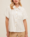 HEM & THREAD A-33653 BUBBLE SLEEVE BLOUSE WHITE