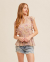 HEM & THREAD A-33836 FLORAL PEPLUM TOP