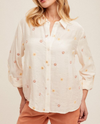 HEM & THREAD A-39292 FLORAL EMBROIDED BTTN SHIRT IVORY