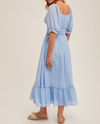 HEM & THREAD A-38577 RUFFLE MIDI DRESS LIGHT BLUE