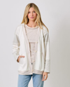 MYSTREE A-60553 COLORBLOCK HOODED CARDIGAN OFF WHITE