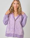 MYSTREE A-60963 MIX MEDIA ZIP HOODIE LAVENDER