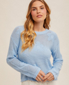 HEM & THREAD A-38284 FLOWER OPENWORK SWEATER BABY BLUE