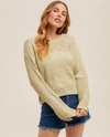 HEM & THREAD A-38284 FLOWER OPENWORK SWEATER SAGE