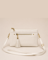 DOUBLE ZIP CROSSBODY BAG W WRISTLET 8018 WHITE