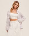 HEM & THREAD A-33895 PLAID  LONG SLV SHIRT LAVENDER