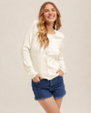 HEM & THREAD A-38267 SCALLOP EDGE CARDIGAN OFF WHITE