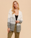 HEM & THREAD A-33692 COLOR BLOCK DUSTER CARDIGAN LIGHT BLUE