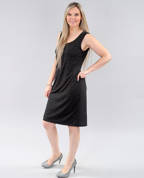 MICHAEL TYLER 3710 LINED SPARKLE TANK DRESS black