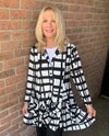 REINA LEE 379 PRINT DUSTER JACKET BLACK/WHITE