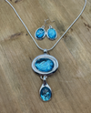 37SET6807 AQUA PENDANT NECKLACE EARRING SET