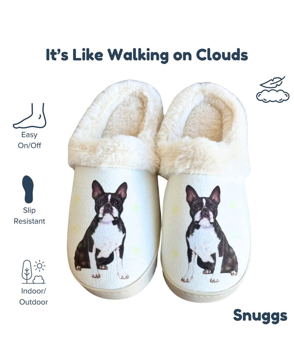 E&S SNUGGS 388-76 BOSTON TERRIER SLIPPERS