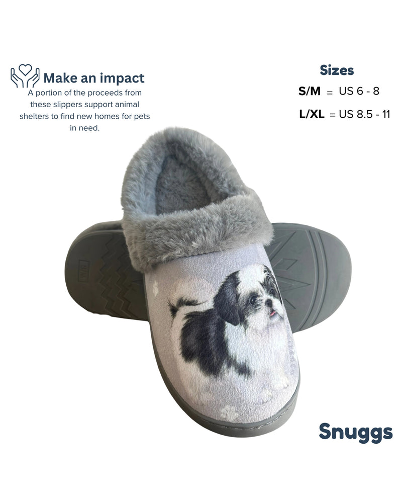 E&S SNUGGS 388-87b SHIH TZU BLACK SLIPPERS