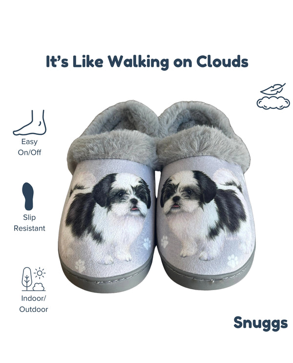 E&S SNUGGS 388-87b SHIH TZU BLACK SLIPPERS