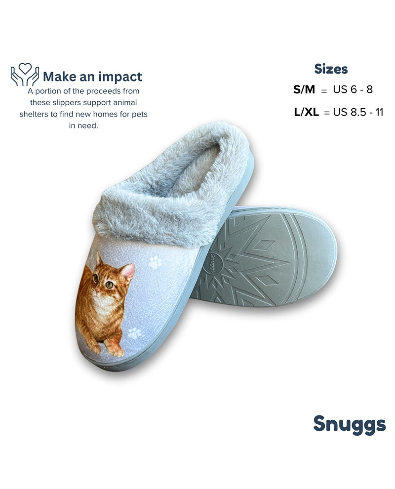 E&S SNUGGS 389-8 ORANGE TABBY SLIPPERS