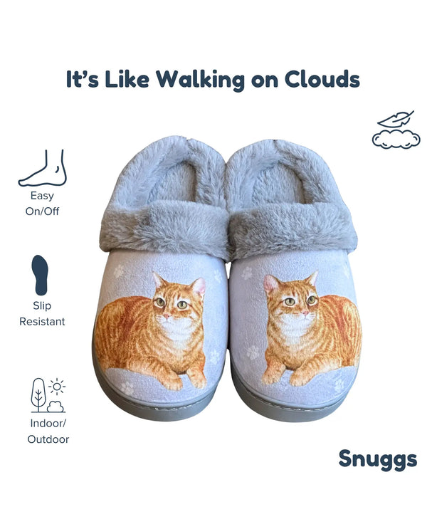 E&S SNUGGS 389-8 ORANGE TABBY SLIPPERS