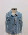 AJ939 DENIM VEST W/ SCATTERED STONES LIGHT WASH