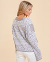 HEM & THREAD 39081E AZTEC PATTERN CROP CARDIGAN GREY