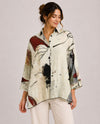 3POTATO GFF01-S LS PRINT BUTTON BLOUSE BEIGE