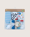 3 HOODED TOWELS & 3 WASHCLOTHS BLUE