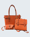 3 PIECE TOTE BAG WITH BACKPACK AND WALLET 6054 ORANGE