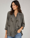 4152SBS LONG SLEEVE SLATE BUTTON DOWN BLOUSE DARK GRaY