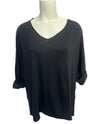 MADE IN ITALY 4166-3 2 TONE COTTON FABRIC TOP BLACK