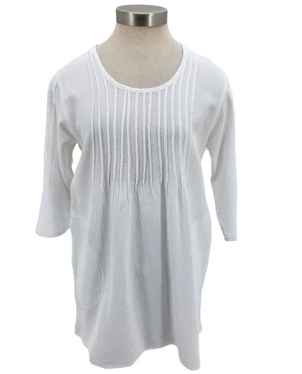 SEA BREEZE 457 CRINKLE PINTUCK PULLOVER white