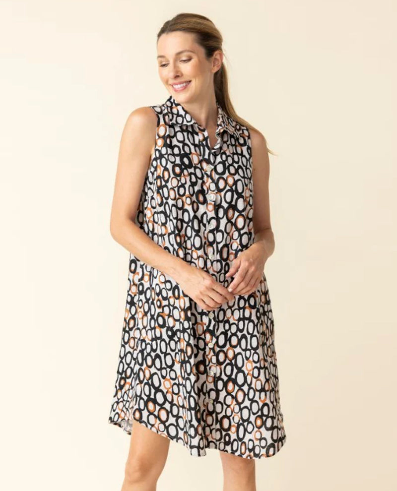HABITAT 48580 CIRCLE SLEEVELESS SHIRT DRESS OATMEAL