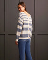 TRIBAL 5550O 2 WAY STRIPE SWEATER BLUE JAY