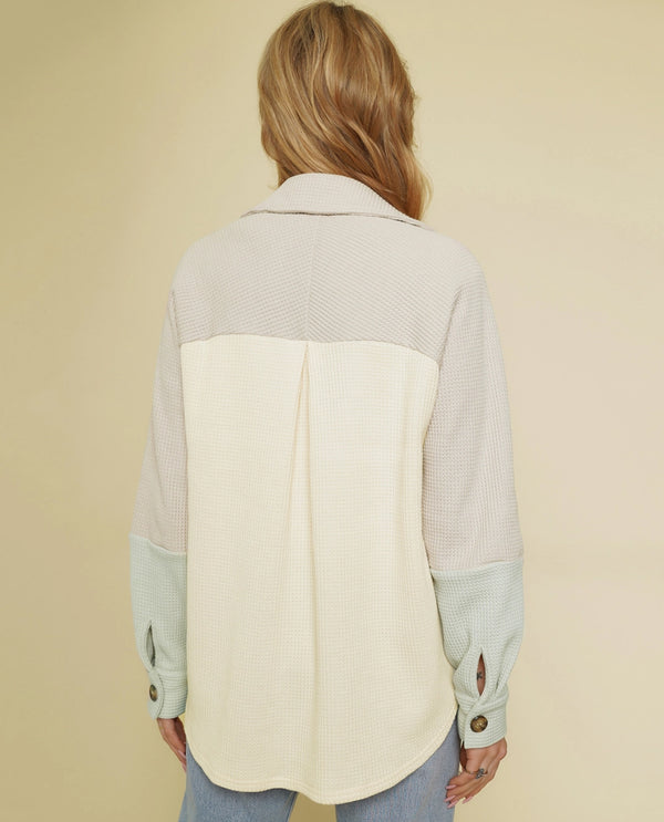 MYSTREE 55951 COLOR BLOCK THERMAL JACKET CREAM/STONE