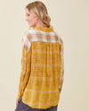 MYSTREE 55954 MIXED PLAID COLOR BLOCK SHIRT MUST/TEAL