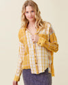 MYSTREE 55954 MIXED PLAID COLOR BLOCK SHIRT MUST/TEAL