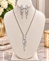 55SET6721 SILVER RECTANGLE NECKLACE SET