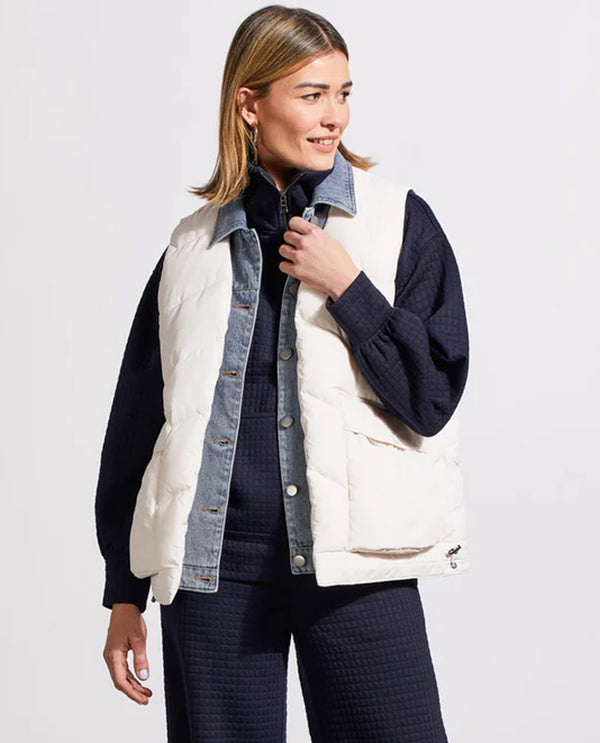 TRIBAL 5630O DENIM FOOLER VEST CREAM