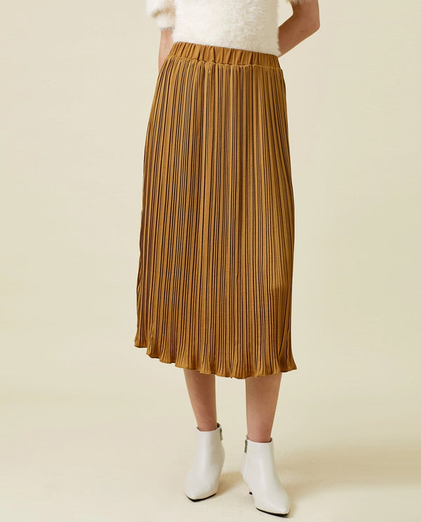 MYSTREE 57595 PLEATED LONG SKIRT GOLD
