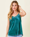 MYSTREE 57690 MIXED VELVET CAMI TOP TEAL