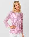 MYSTREE 57752 SCALLOP EDGE 3/4 SLEEVE SWEATER BERRY MIX